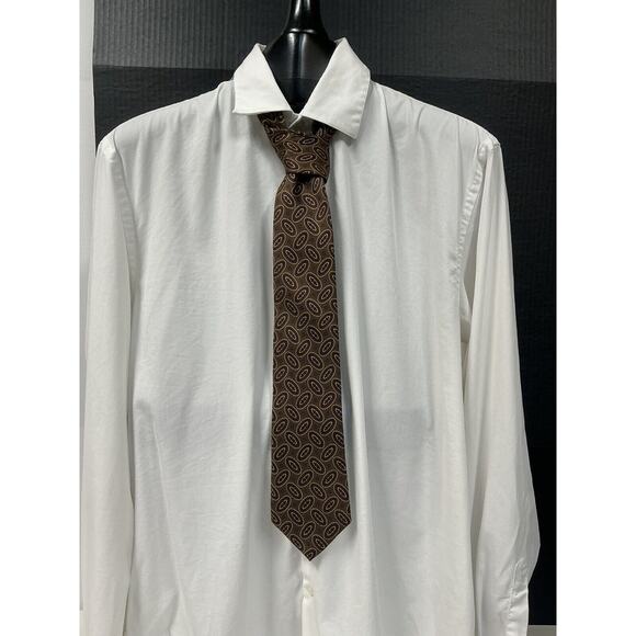 Vintage Burberrys Of London Tie Silk Golden Brown Geometric Made In‎ USA - Picture 1 of 8